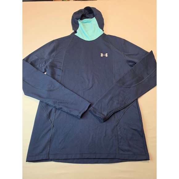 Under Armour Other - Under Armour ColdGear Run Hoodie Mens Medium Navy Mask Balaclava 7F9Z6XLM01058